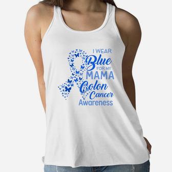 I Wear Blue For My Mama Proud Mom Ladies Flowy Tank - Seseable