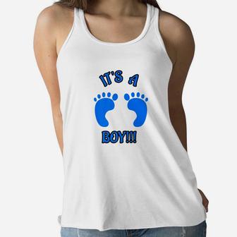 Its A Boy Funny For New Dad Mom Ladies Flowy Tank - Seseable