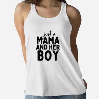 Just A Mama And Her Boy Ladies Flowy Tank - Seseable