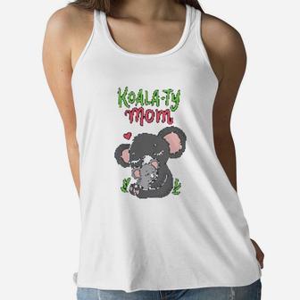 Koala Ty Mom Koala Bear Mama Mothers Day Animal Pun Gift Ladies Flowy Tank - Seseable