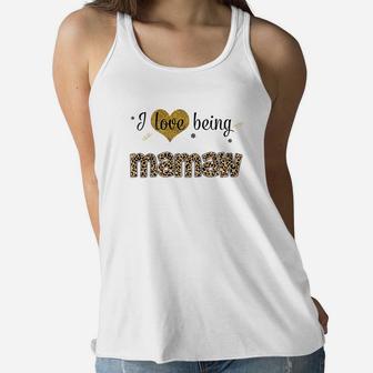 Leopard I Love Being Mamaw White Ladies Flowy Tank - Seseable