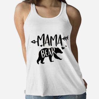 Mama Bear Cute Heart Ladies Flowy Tank - Seseable