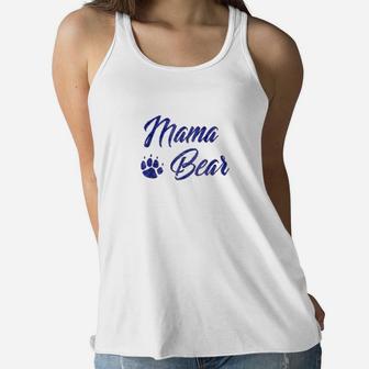 Mama Bear Cute Mothers Day Mom Paw Blue Ladies Flowy Tank - Seseable