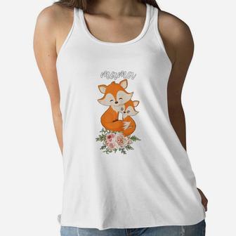 Mama Fox Flower Ladies Flowy Tank - Seseable