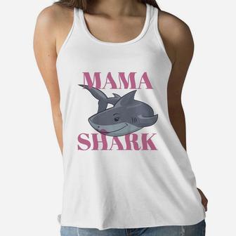 Mama Shark Cute Gift For Moms, gifts for mom, mother's day gifts, good gifts for mom Ladies Flowy Tank - Seseable