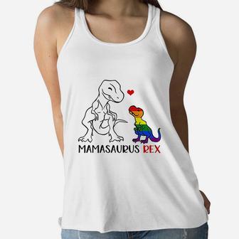 Mamasaurus Rex T Rex Dinosaur Proud Mom Lgbt Pride Ladies Flowy Tank - Seseable