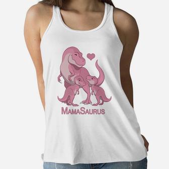Mamasaurus Trex Mommy Twin Baby Girl Dinosaurs Ladies Flowy Tank - Seseable