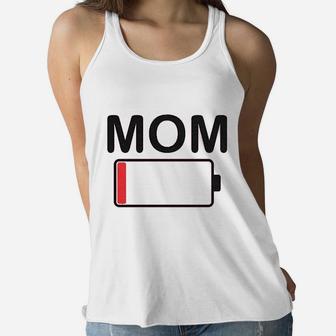 Mom Battery Low Funny Sarcastic Graphic Tired Parenting Mother Ladies Flowy Tank - Seseable