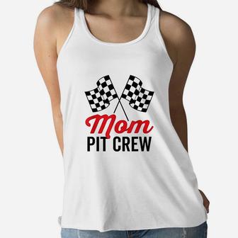 Mom Pit Crew For Racing Party Team Mommy Costume Ladies Flowy Tank - Seseable