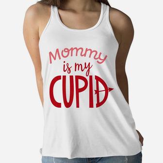 Mommy Is My Cupid Valentines Day Mom Kids Boys Girls Ladies Flowy Tank - Seseable