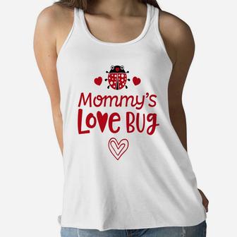 Mommys Love Bug Valentines Day Mom Kids Boys Girls Ladies Flowy Tank - Seseable