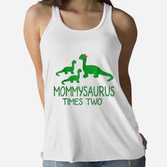 Mommysaurus Fun Mother Mom Baby Kids Dinosaur Twins Ladies Flowy Tank - Seseable