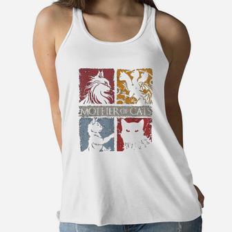Mother Of Cats Cat Lovers Cat Mom Fabulous Ladies Flowy Tank - Seseable