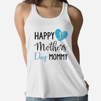 Mothers Day Baby Onesies Happy 1st Mothers Day Mommy Cute Baby Ladies Flowy Tank - Seseable