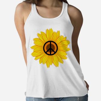 Peace Sunflower Hippie Mom Mothers Day S Women Gift Ladies Flowy Tank - Seseable