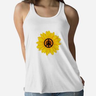 Peace Sunflower Hippie Mom Mothers Day Women Gift Ladies Flowy Tank - Seseable