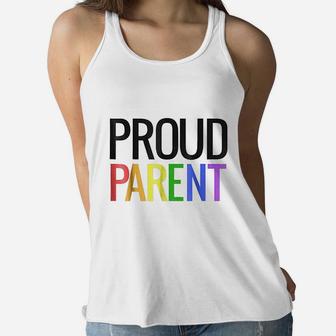 Proud Mom Dad Parent Lgbtq Gay Pride Ladies Flowy Tank - Seseable