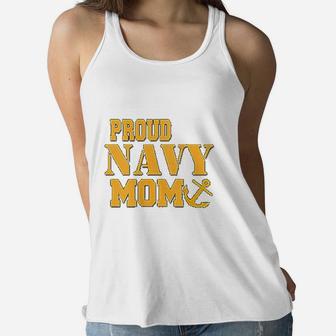 Proud Us Navy Mom Military Pride Ladies Flowy Tank - Seseable