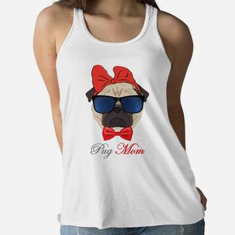 Pug Mom Dog Lovers Funny Gift Ladies Flowy Tank - Seseable