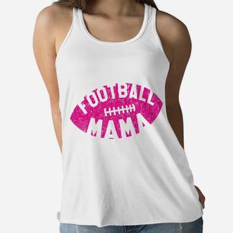 Retro Football Mama Pink Helmet Mom Gift Ladies Flowy Tank - Seseable