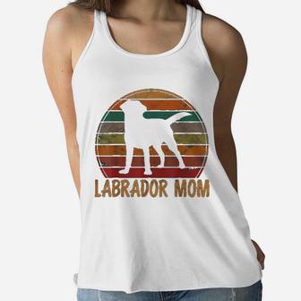 Retro Labrador Mom Gift Dog Mother Pet Golden Black Lab Mama Ladies Flowy Tank - Seseable