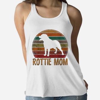 Retro Rottweiler Mom Gift Rott Dog Mother Pet Rottie Mama Ladies Flowy Tank - Seseable