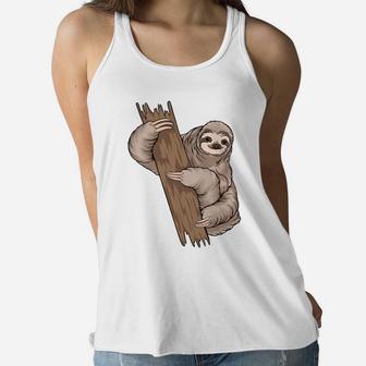 Sloth Birthday Gifts I Love Cute Animals Women Flowy Tank - Seseable