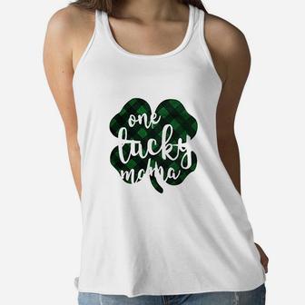 St Patricks Day One Lucky Mama Mothers Day Gift Ladies Flowy Tank - Seseable