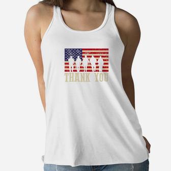 Thank You Veterans Shirt American Flag Patriotic Premium Ladies Flowy Tank - Seseable