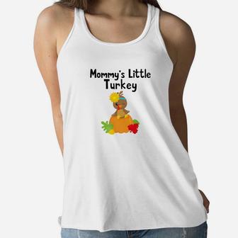 Thanksgiving Mommys Little Turkey Cute Fall Ladies Flowy Tank - Seseable