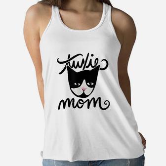 Tuxie Mom Tuxedo Cat Designs Ladies Flowy Tank - Seseable