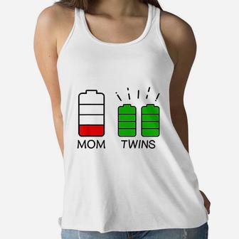 Twin Mother Low Battery Tired Mom Of Twins Ladies Flowy Tank - Seseable
