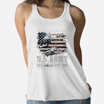 Veteran Army These Color Dont Run Ladies Flowy Tank - Seseable
