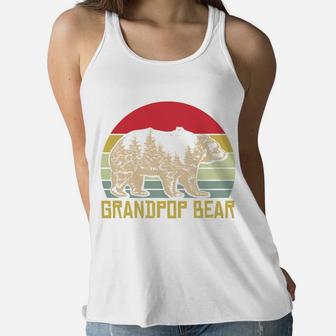 Vintage Grandpop Bear Gift For Dad Fathers Day Women Flowy Tank - Seseable