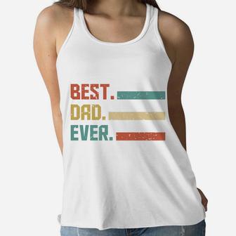 Vintage Retro Gift For Fathers Day Best Dad Ever Women Flowy Tank - Seseable