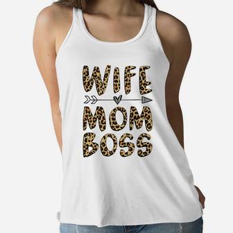 Wife Mom Boss Funny Gift Mothers Day Ladies Flowy Tank - Seseable