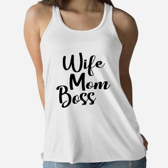 Wife Mom Boss Mom Life Mother Day Ladies Flowy Tank - Seseable
