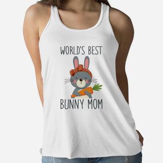 World's Best Bunny Mom Funny Gift Ladies Flowy Tank - Seseable