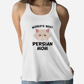 Worlds Best Persian Longhair Mom Cat Owner Ladies Flowy Tank - Seseable