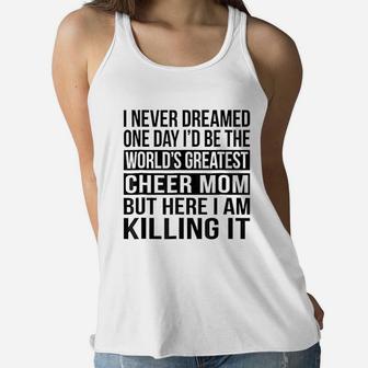 Worlds Greatest Cheer Mom Funny Cheer Mother Ladies Flowy Tank - Seseable