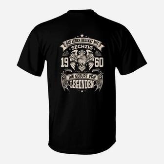 60. Geburtstags-T-Shirt, Leben Beginnt 1960 Aufdruck, Legenden Design - Seseable