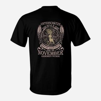 Adler Geburtstags-T-Shirt November, Unterschätze Nie Novembergeborene - Seseable