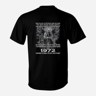 Adler-Motiv Schwarzes T-Shirt, Inspirierender Spruch 1972 - Seseable