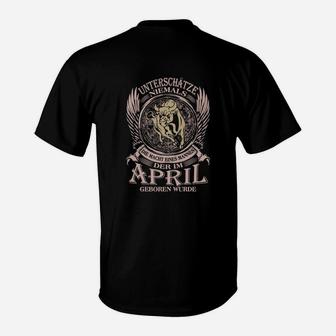 April Geburtstag T-Shirt, Schwarzes Adler Motiv & Spruch - Seseable