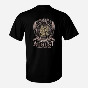 August Geburtsmonat T-Shirt, Schwarzes Motto-Design - Seseable