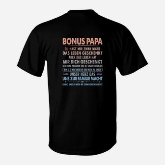 Bonus Papa Schwarz T-Shirt, Aufdruck für Stiefväter - Seseable