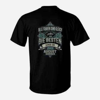 Damen T-Shirt 'Besten im August Geboren', Schwarzes Geburtstags-Shirt - Seseable