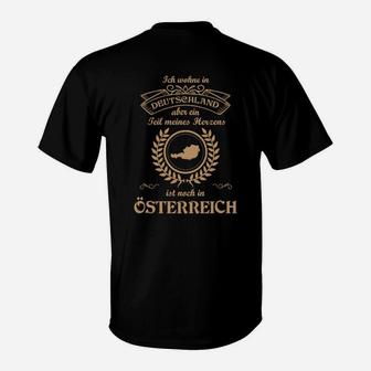 Deutschland-Österreich Motiv T-Shirt in Schwarz mit Herzensspruch - Seseable