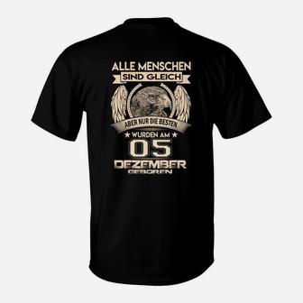 Dezember Geburtstags-T-Shirt Alle Menschen sind gleich mit Adler-Design - Seseable