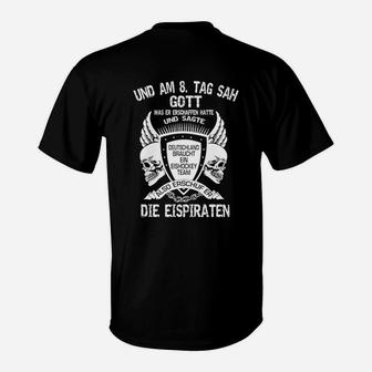 Eishockey Eispiraten T-Shirt mit Totenkopf & Slogan, Fan Bekleidung - Seseable